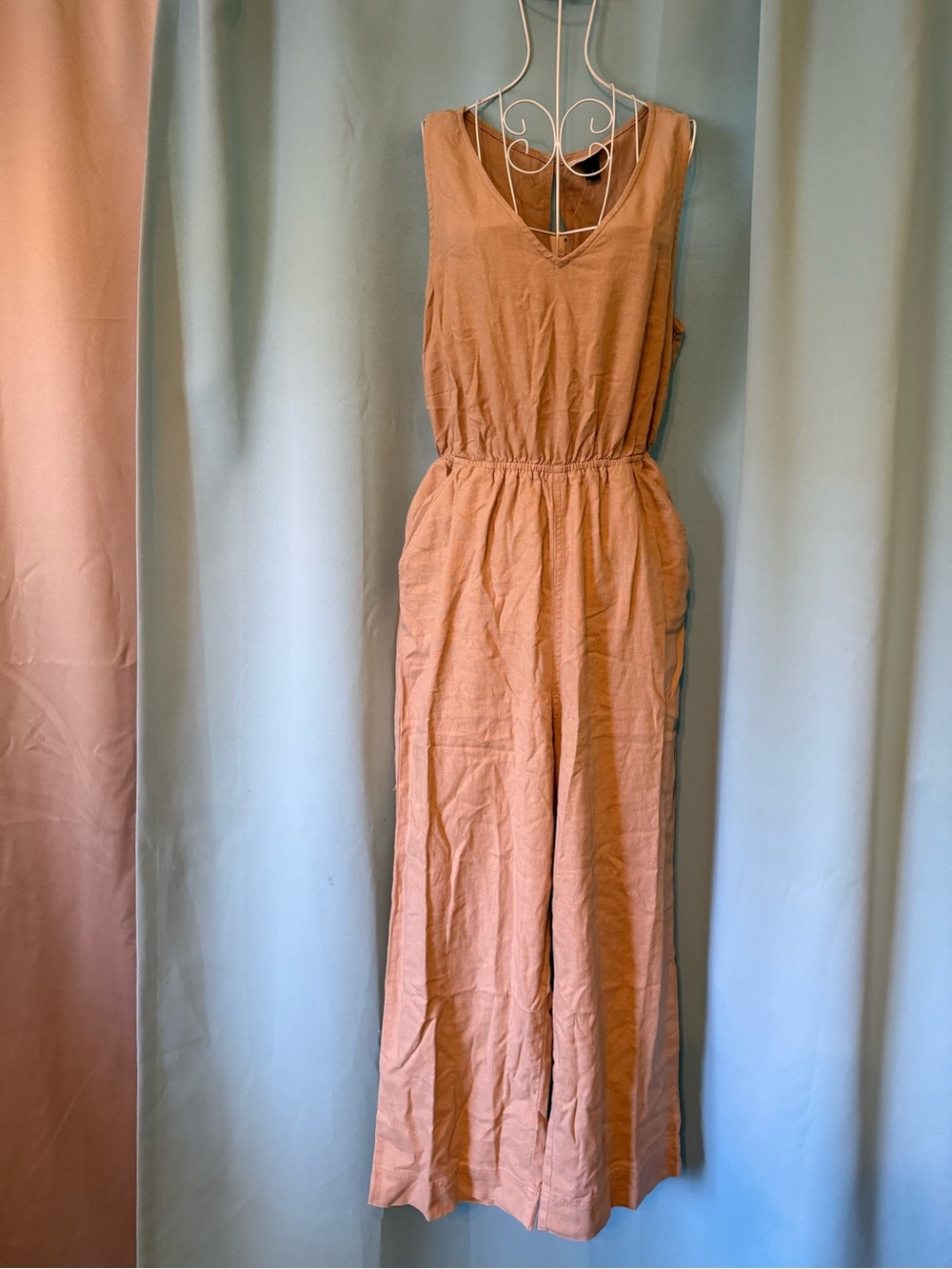Universal Thread NWT Tan Linen-Blend Cutout Wide-Leg Jumpsuit